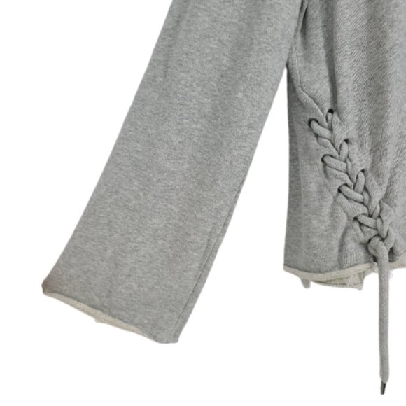 Betsey Johnson Lace Up Crop Oversize Fleece L - Picture 9 of 11